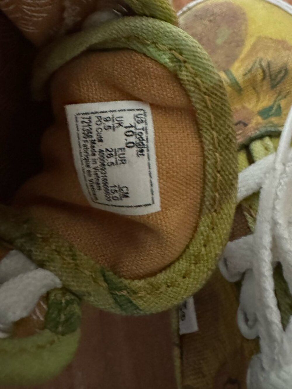 VANS X Van Gogh Limited Edition Sunflower Kids/Toddler 10 - Picture 5 of 6